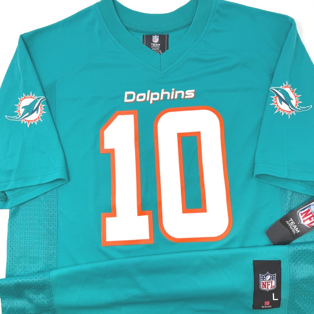 NFL Miami Dolphins Tyreek Hill 10 Youth Large 14/16 Jersey Aqua 9K1B7FCQA NEW